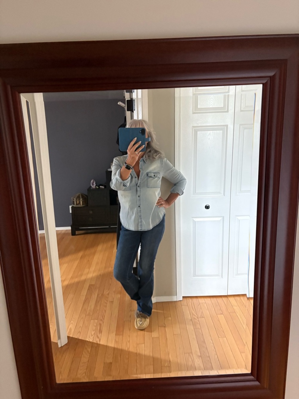 Grace & Lace Soft Blue Denim Top